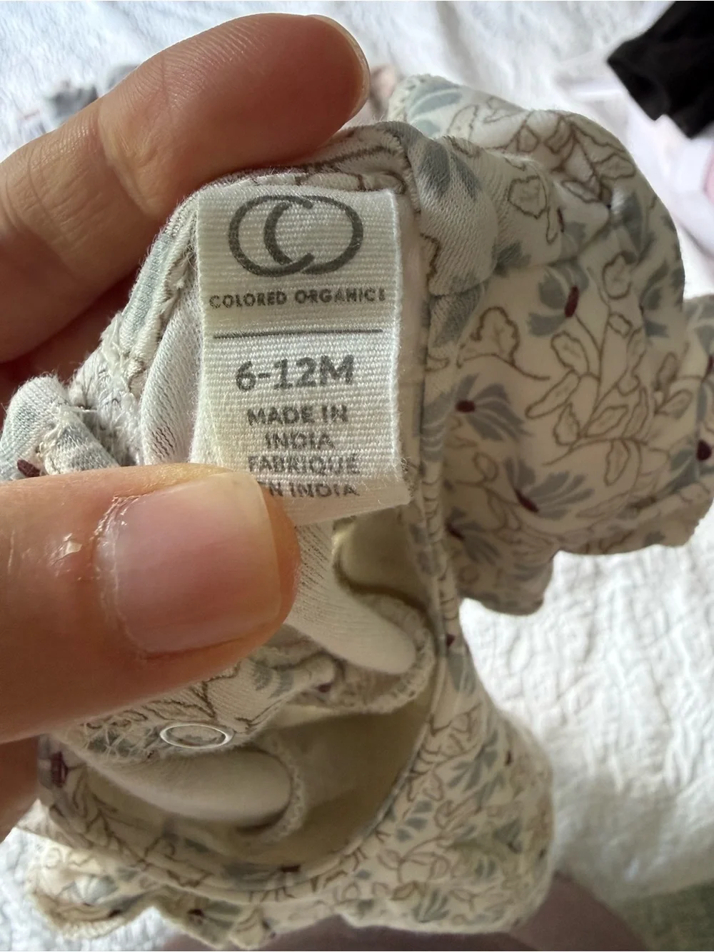 Colored Organics Floral Cream Long-Sleeve Romper 6-12M